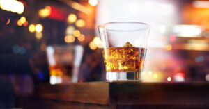 A glass of bourbon