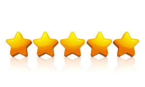 Five gold stars in a line